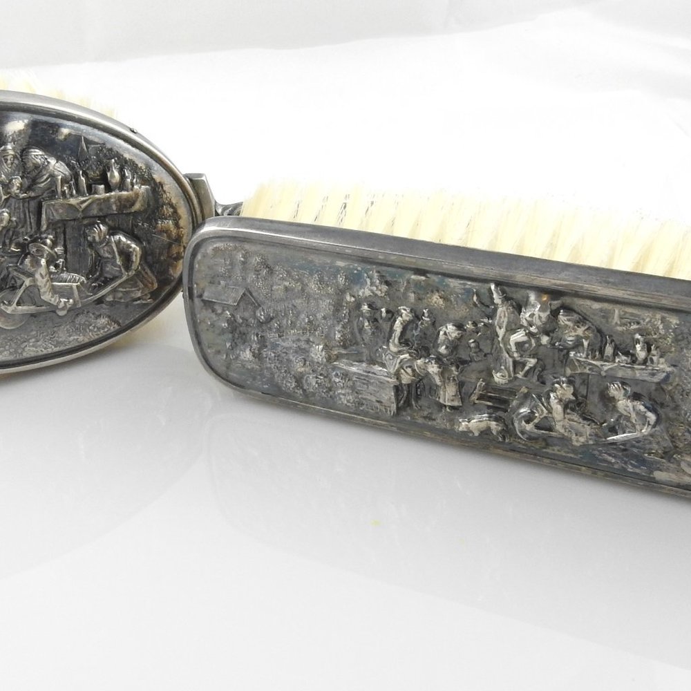 Vintage Hans Jensen Danish Silver Plated Brush Set #8199
